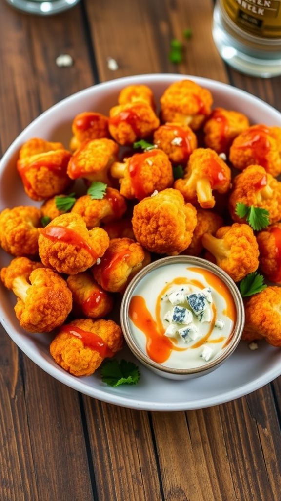 Buffalo Cauliflower Bites with Blue Cheese Dip