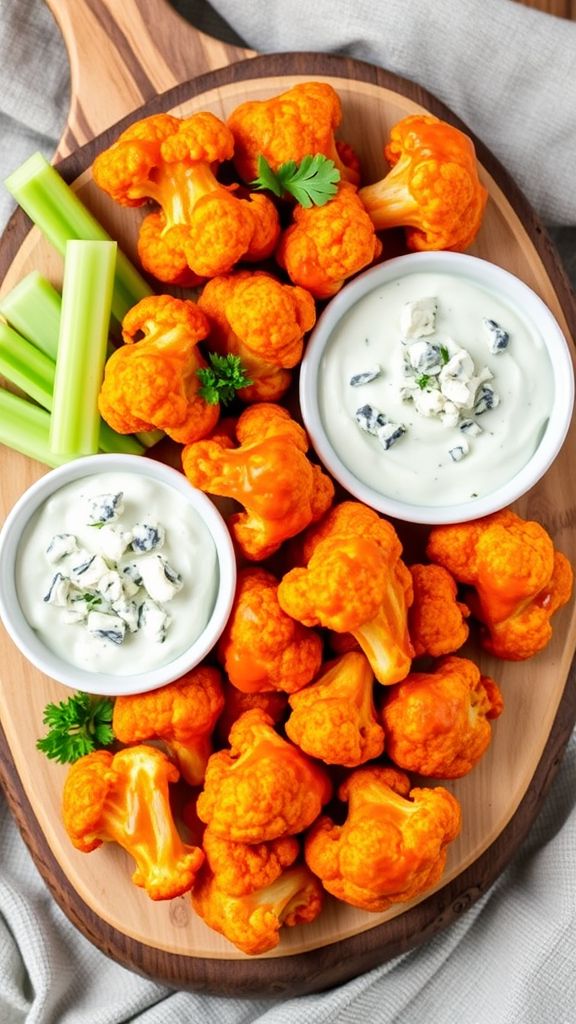 Buffalo Cauliflower Bites with Blue Cheese Dip  