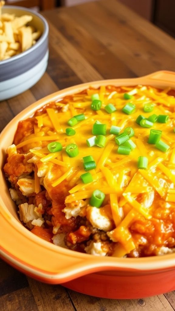 Buffalo Chicken and Beef Casserole