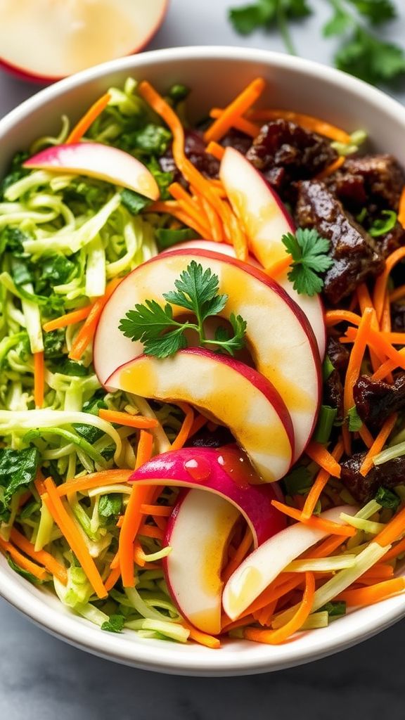 Cabbage and Kale Slaw with Apple Cider Vinaigrette