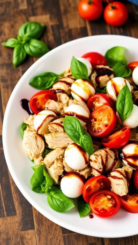 Caprese Chicken Salad with Balsamic Glaze