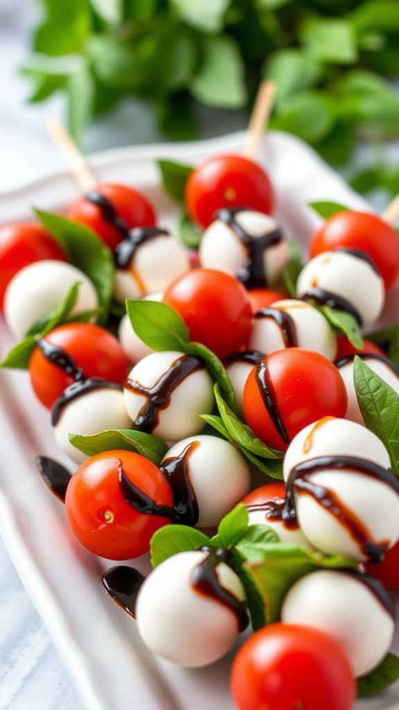 Caprese Skewers with Balsamic Drizzle  