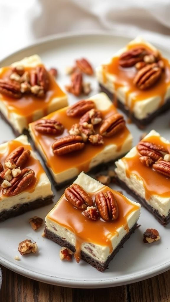 Caramel Pecan Cheesecake Bars  