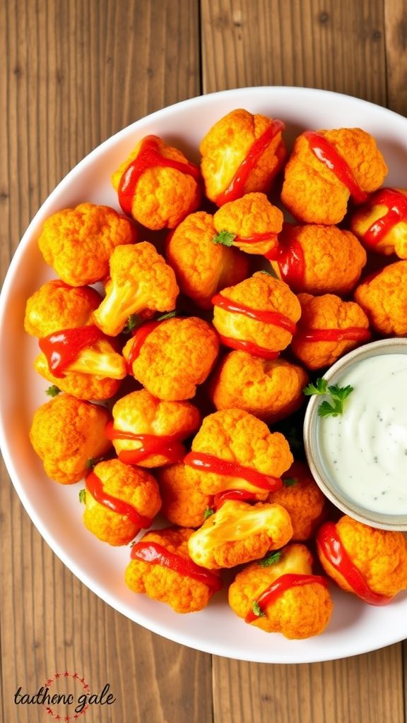 Cauliflower Buffalo Bites with Blue Cheese Dip  