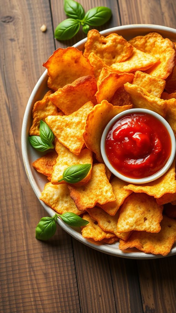 Cheese Crisps with Marinara Sauce  