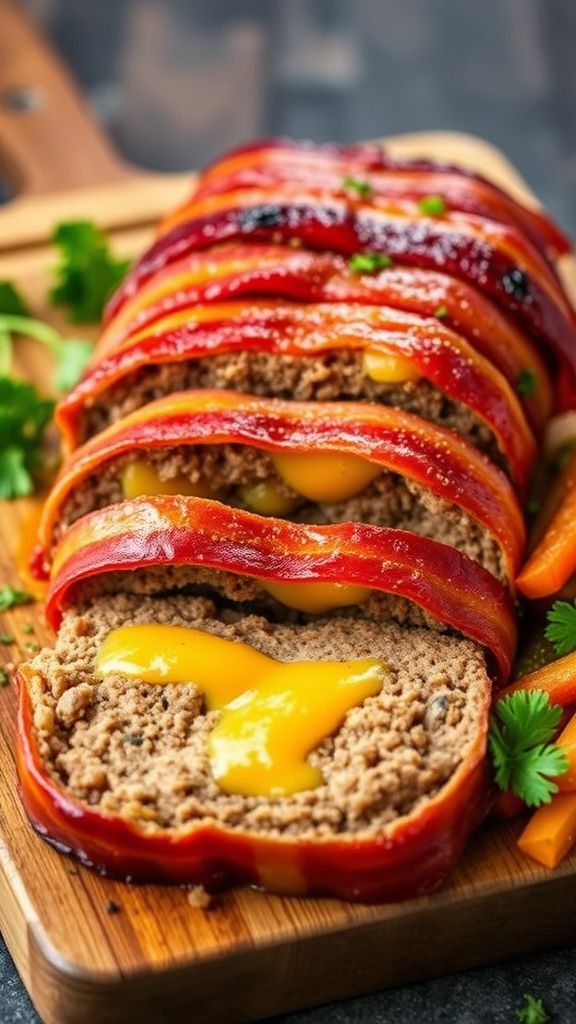 Cheesy Bacon-Wrapped Keto Meatloaf  