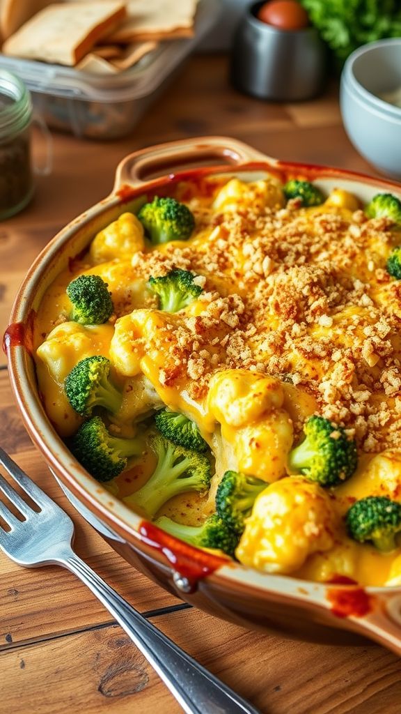 Cheesy Broccoli and Cauliflower Bake