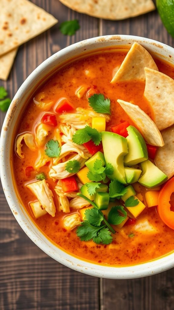 Cheesy Keto Chicken Tortilla Soup  