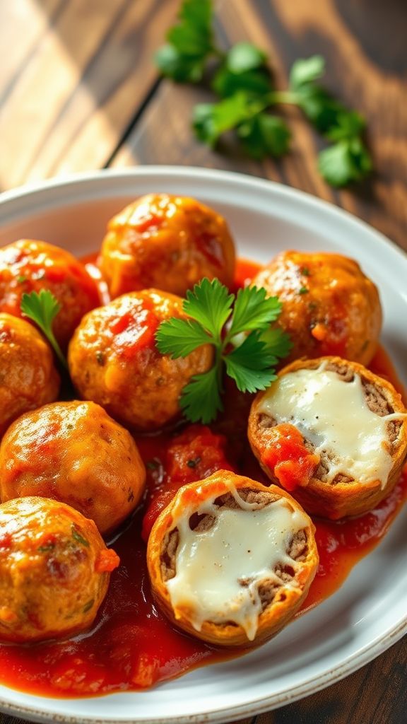 Cheesy Mozzarella-Stuffed Meatballs