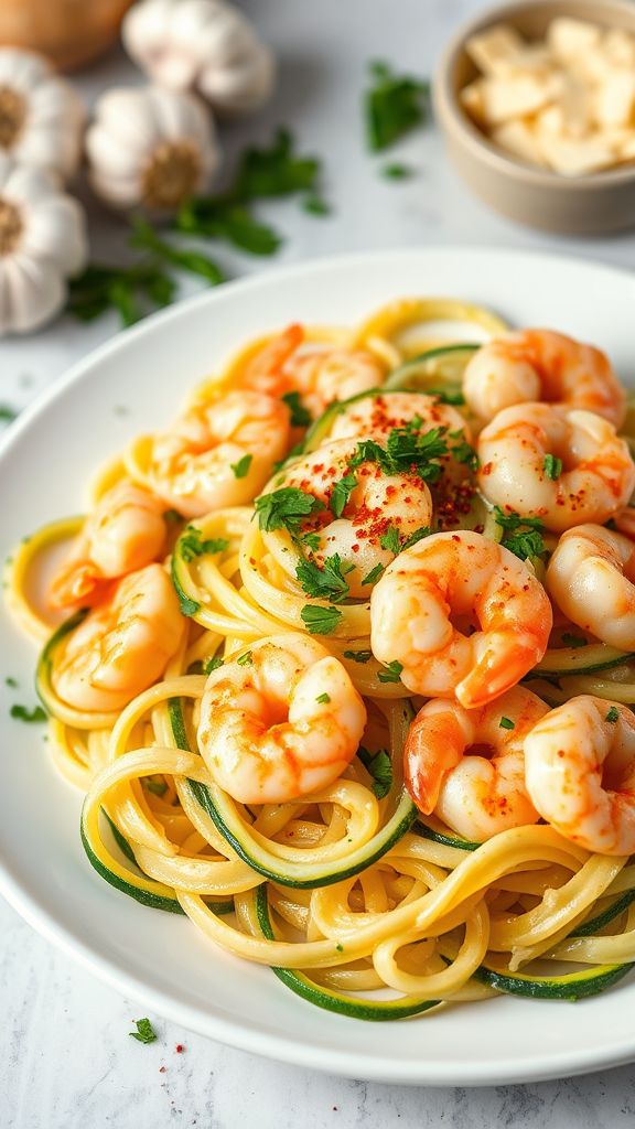 Cheesy Shrimp Zoodles