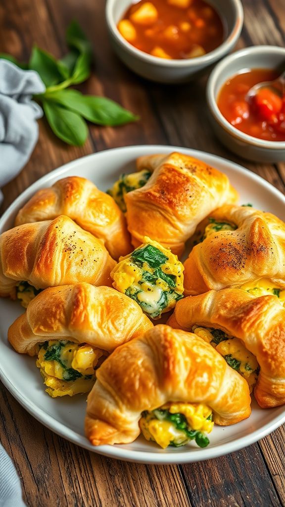 Cheesy Spinach and Egg Breakfast Rolls