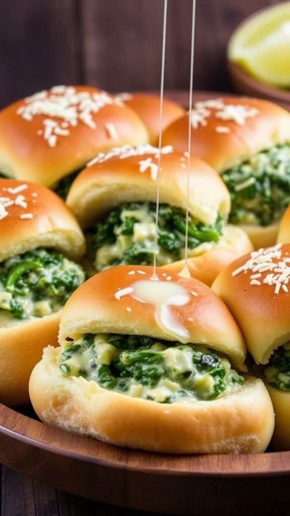 Cheesy Spinach Artichoke Dip Sliders  