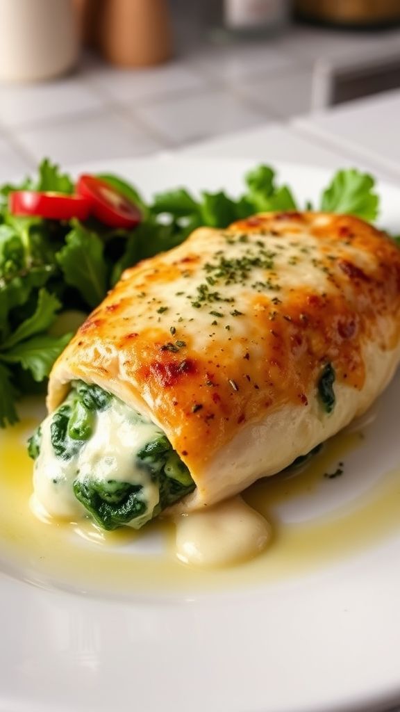 Cheesy Spinach Stuffed Chicken Breast