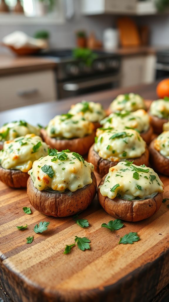 Cheesy Stuffed Mushrooms with Herbs  