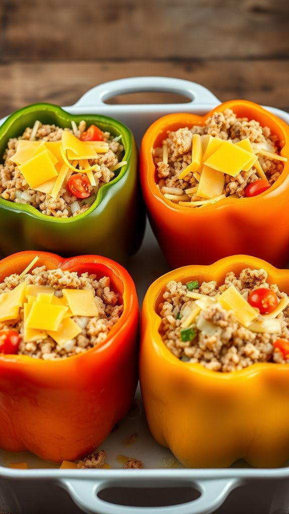 Cheesy Turkey Stuffed Peppers  