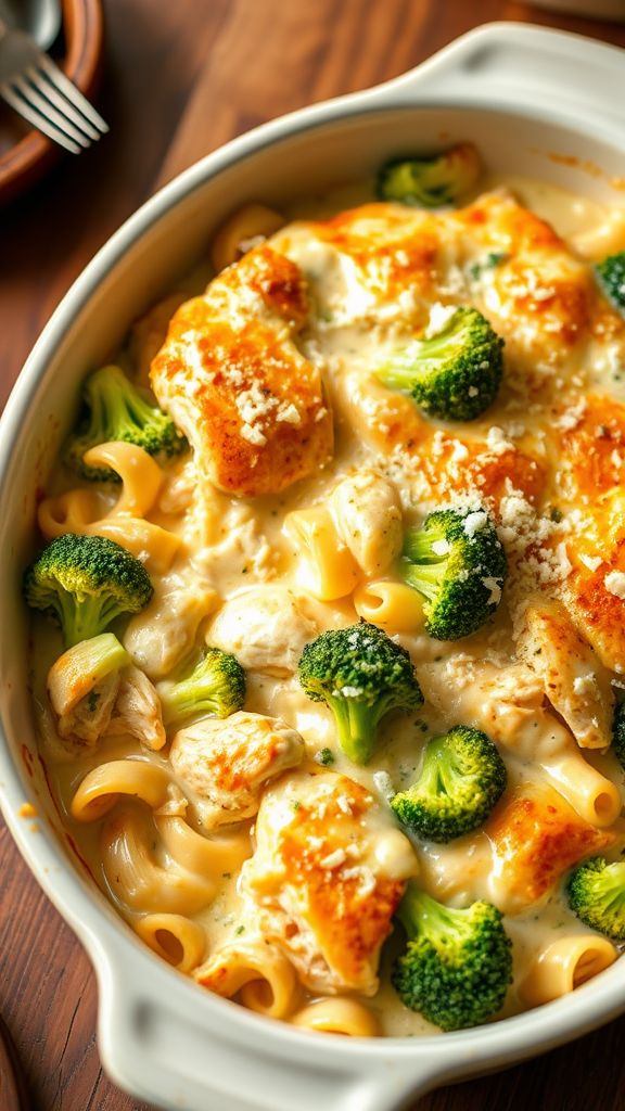 Chicken and Broccoli Keto Alfredo Casserole