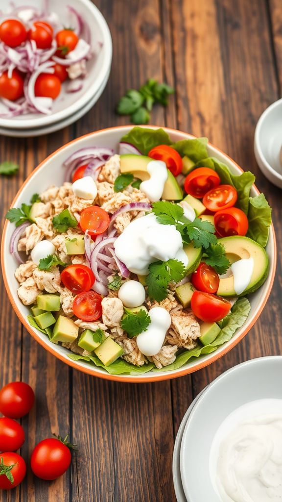 Chicken Avocado Salad with Greek Yogurt Dressing  