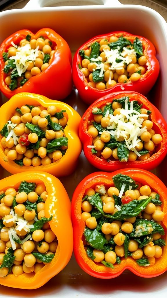 Chickpea and Spinach Stuffed Peppers  