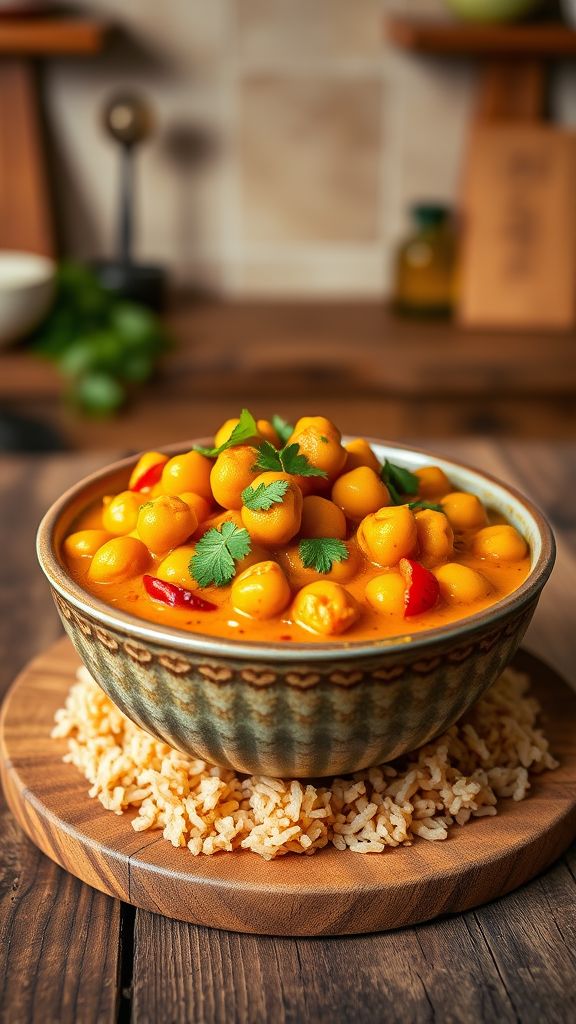 Chickpea Curry with Brown Rice  