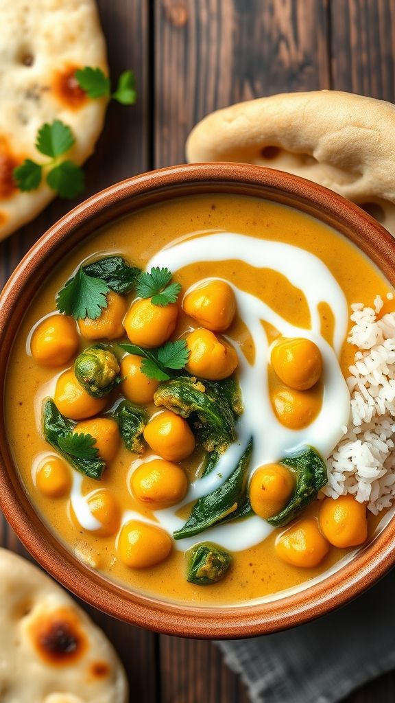 Chickpea Curry with Spinach  