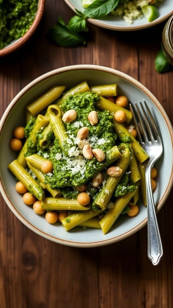 Chickpea Penne Pesto  