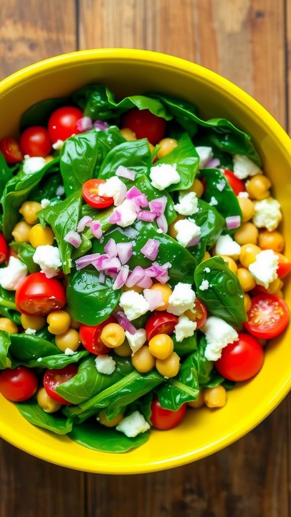 Chickpea Spinach Salad with Feta  