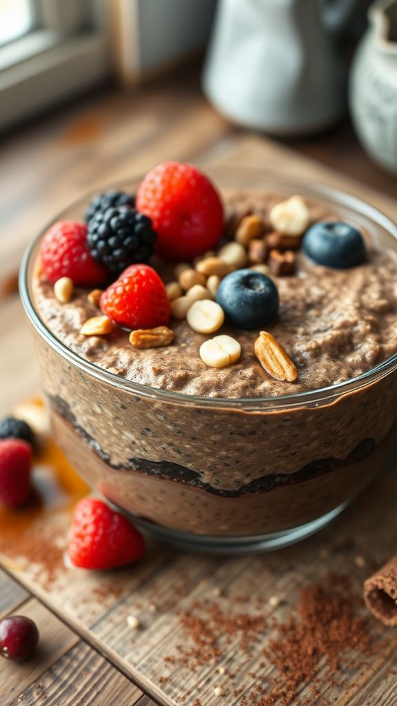 Chocolate Chia Protein Overnight Oats  