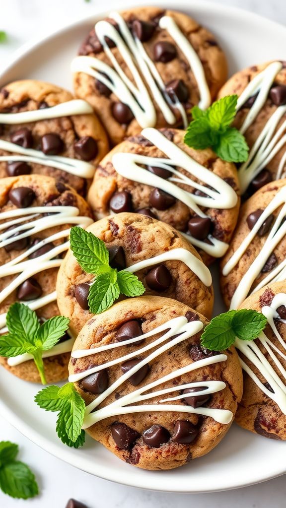 Chocolate Mint Drizzle Cookies  