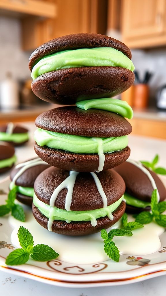 Chocolate Mint Whoopie Pies  