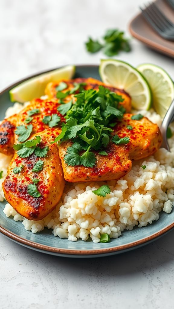 Cilantro Chicken with Cauliflower Rice  