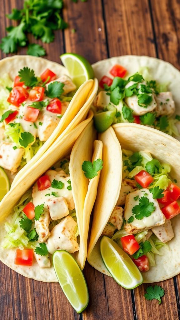 Cilantro Lime Keto Alfredo Chicken Tacos