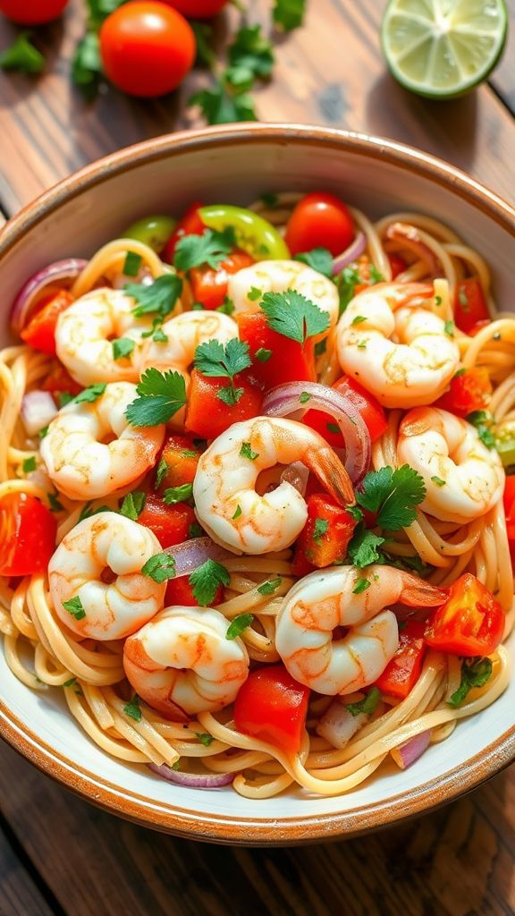 Cilantro Lime Shrimp Pasta Salad  