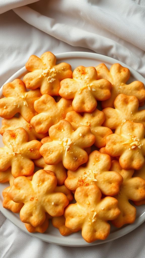 Clover-Shaped Cheese Crackers