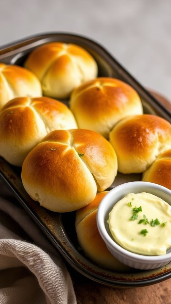 Cloverleaf Rolls with Herb Butter  