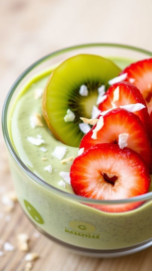 Coconut Chia Seed Pudding with Matcha