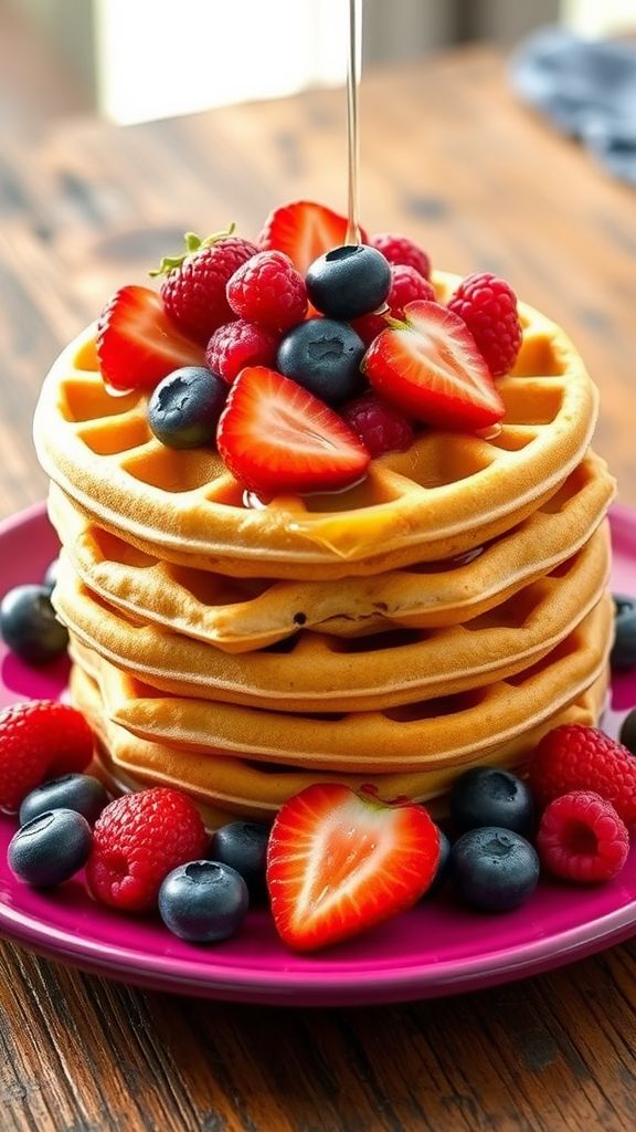 Coconut Flour Waffles with Berries  