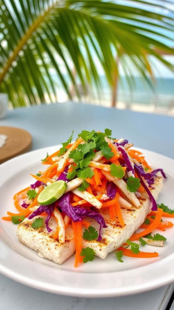 Coconut Lime Slaw with Grilled Fish