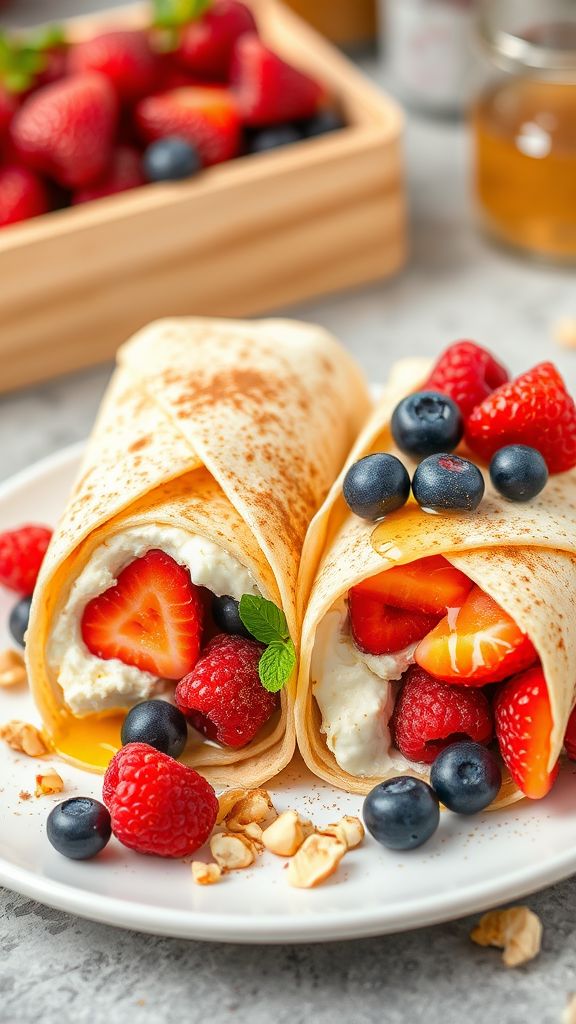 Cottage Cheese and Berry Breakfast Wraps