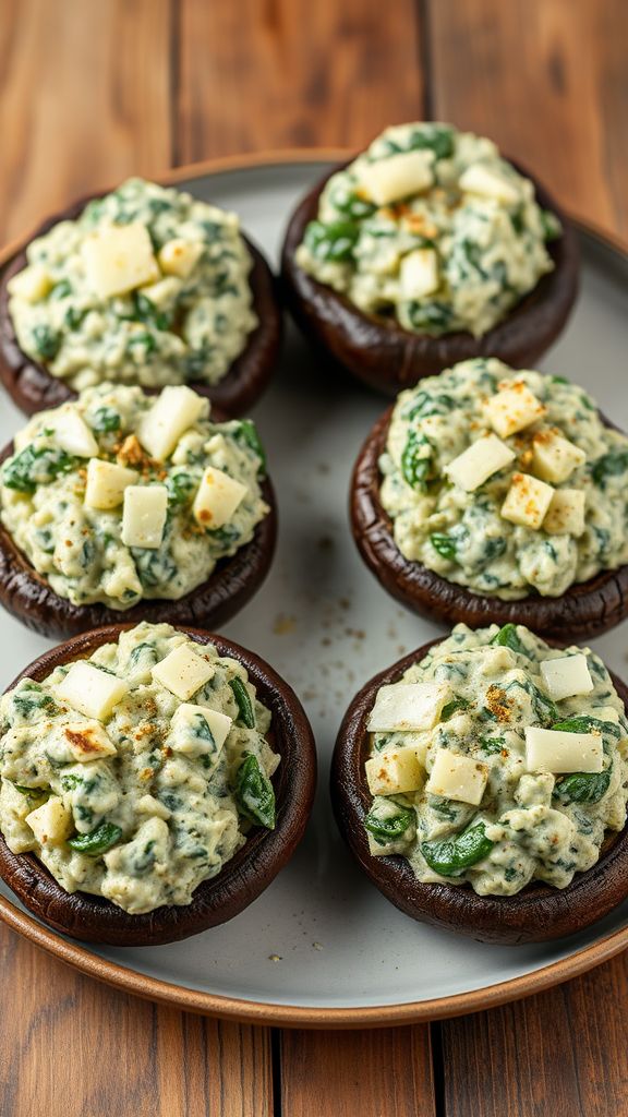 Creamed Spinach Stuffed Portobello Mushrooms  