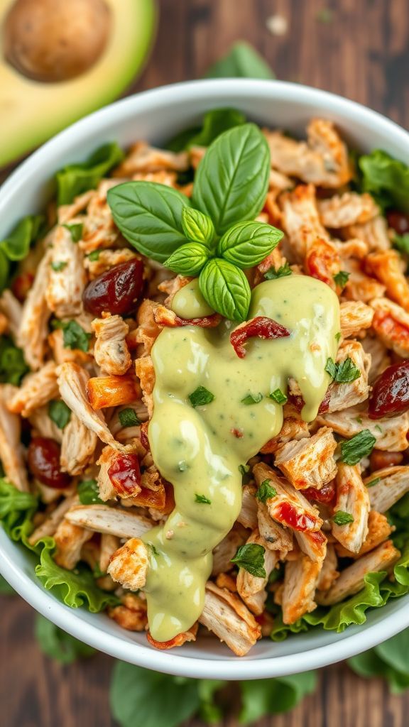 Creamy Avocado Basil BBQ Chicken Salad  