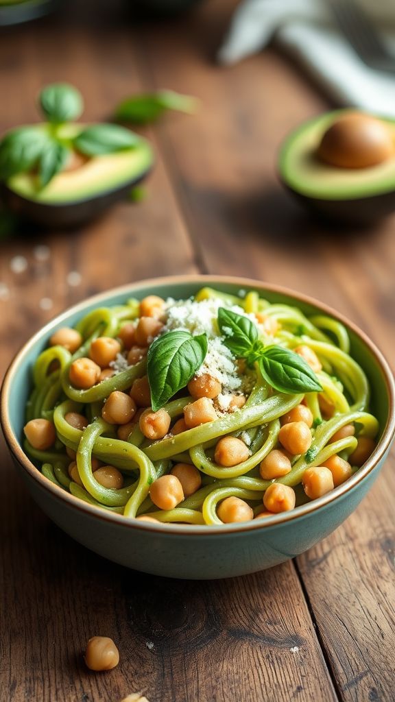 Creamy Avocado & Chickpea Pasta  