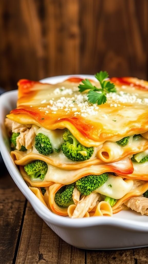 Creamy Chicken and Broccoli Keto Lasagna