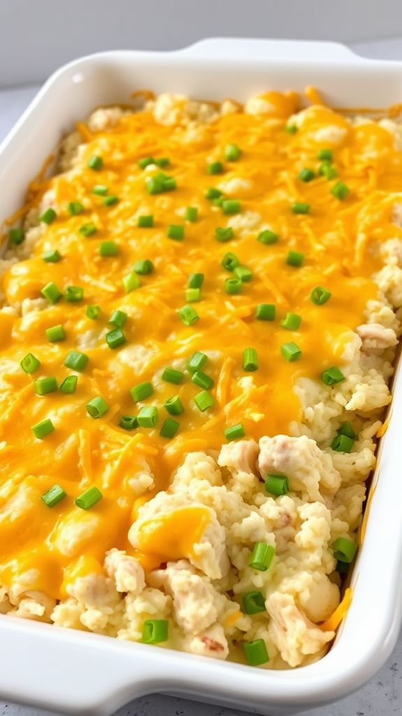 Creamy Riced Cauliflower and Chicken Casserole  