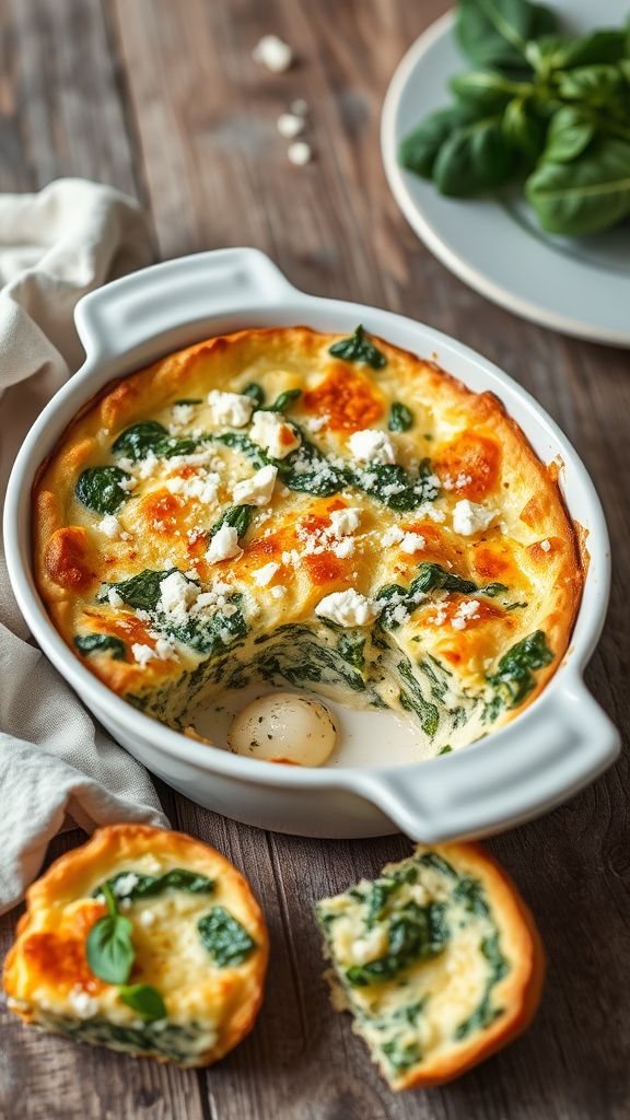 Creamy Spinach and Feta Egg Bake  