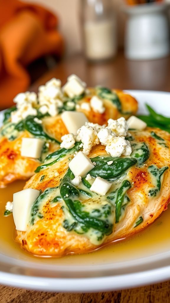 Creamy Spinach and Feta Stuffed Chicken  