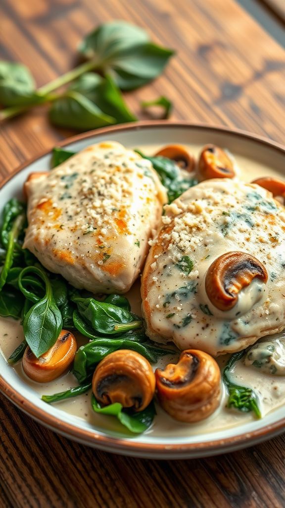 Creamy Spinach and Mushroom Chicken