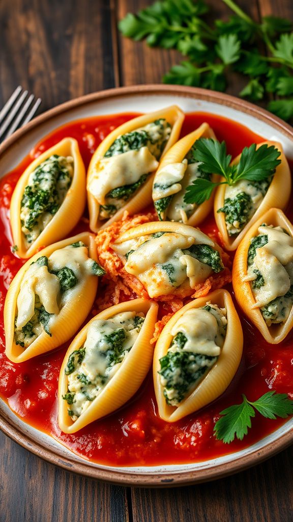 Creamy Spinach and Ricotta Stuffed Shells