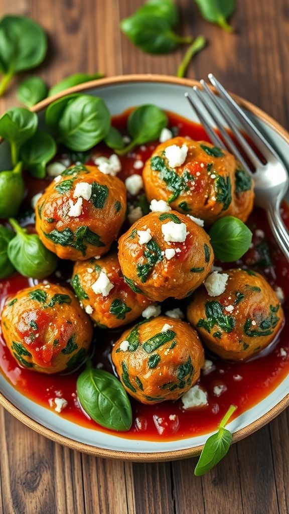 Creamy Spinach-Feta Turkey Meatballs