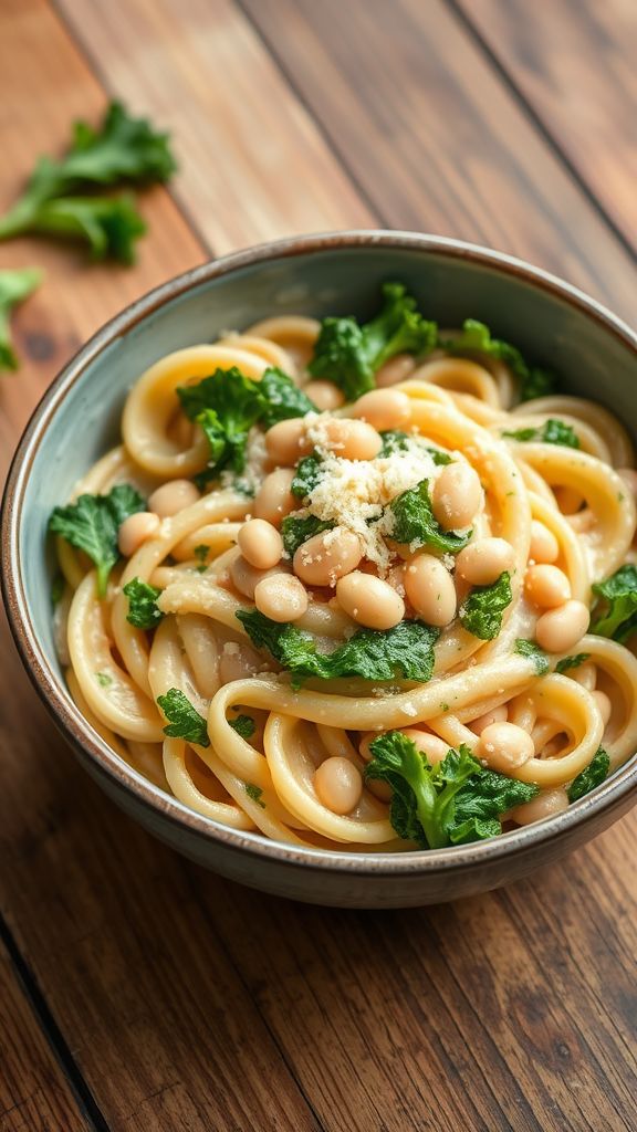 Creamy White Bean and Kale Pasta  