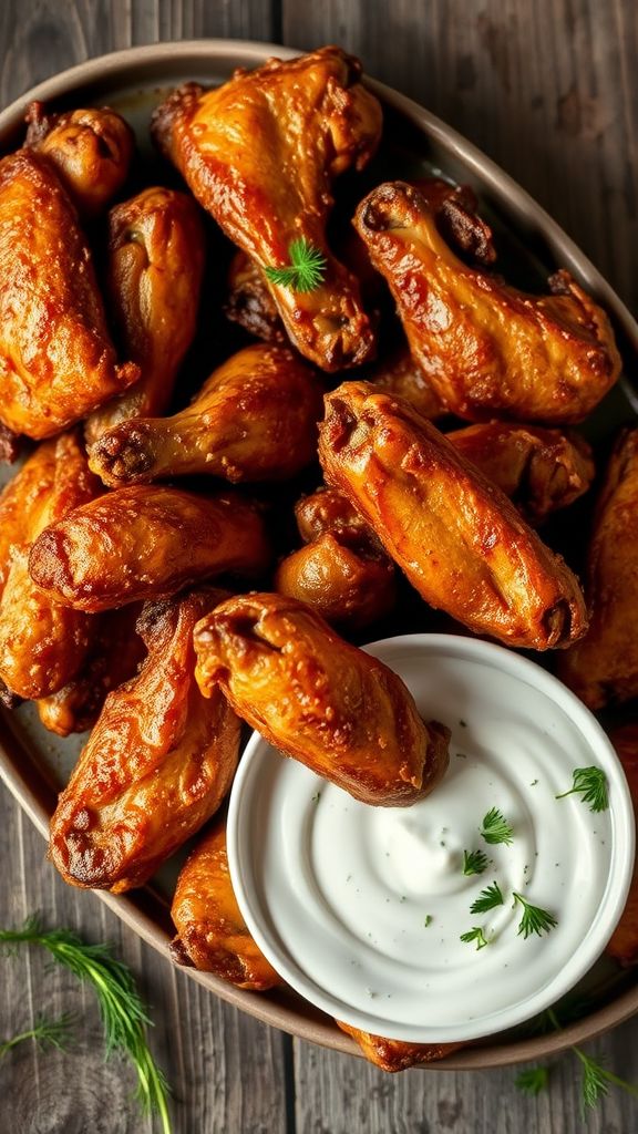 Crispy Baked Chicken Wings with Ranch Dip  